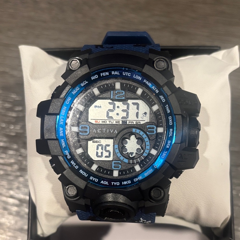Activa Men’s Dual Display Black and Blue Watch